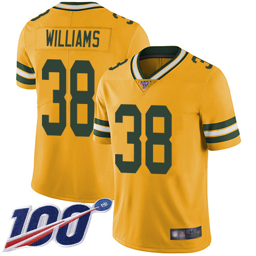 Green Bay Packers Limited Gold Men #38 Williams Tramon Jersey Nike NFL 100th Season Rush Vapor Untouchable->nfl t-shirts->Sports Accessory